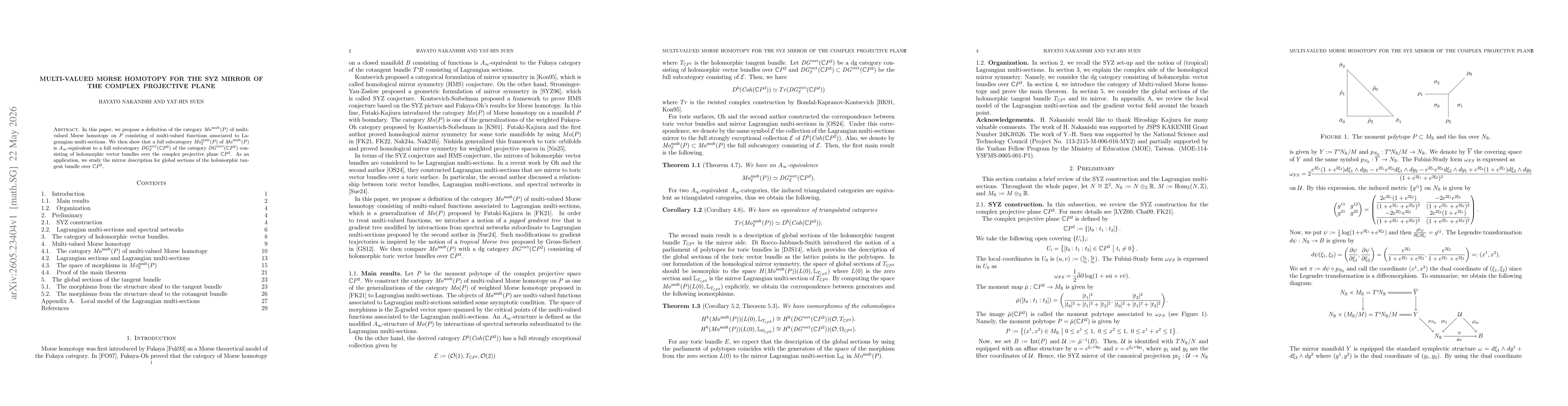 Thumbnail for Multi-valued Morse homotopy for the SYZ mirror of the complex projective plane