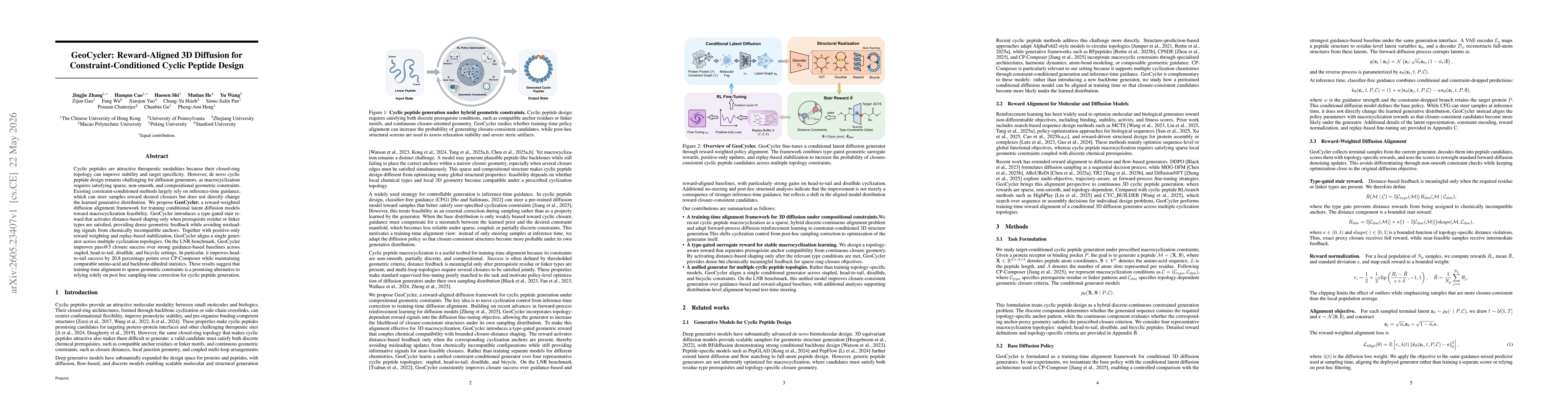 Thumbnail for GeoCycler: Reward-Aligned 3D Diffusion for Constraint-Conditioned Cyclic Peptide Design