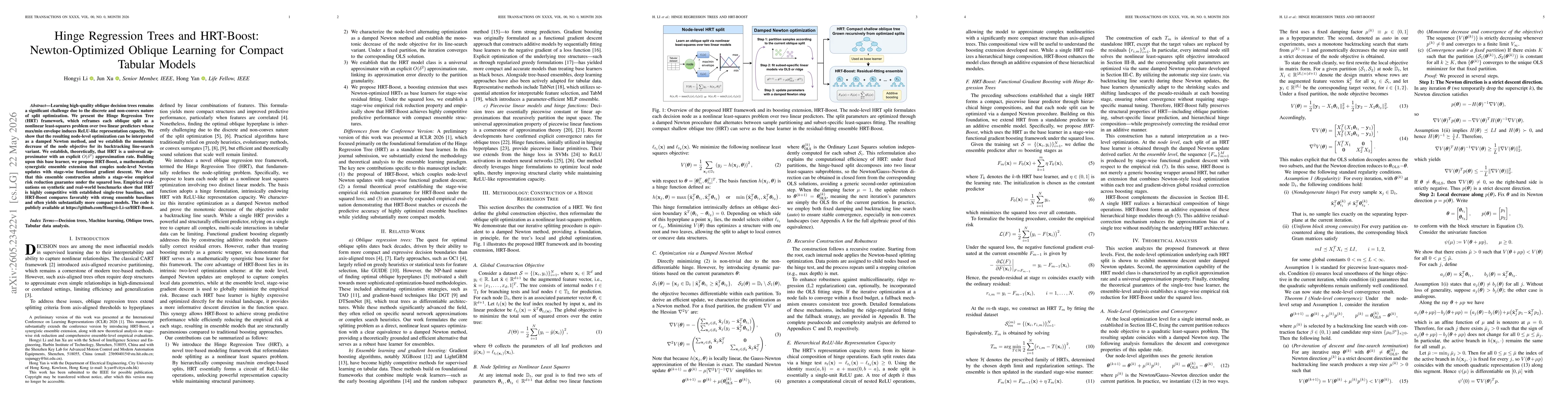 Thumbnail for Hinge Regression Trees and HRT-Boost: Newton-Optimized Oblique Learning for Compact Tabular Models