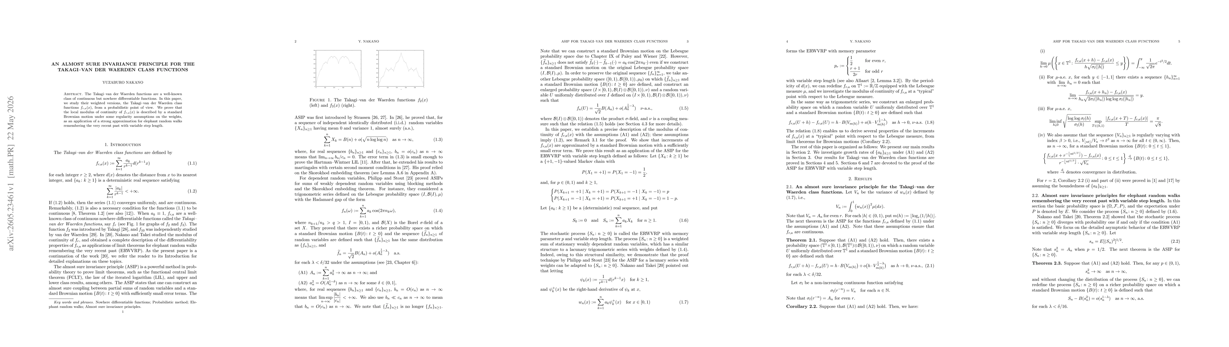 Thumbnail for An almost sure invariance principle for the Takagi-van der Waerden class functions