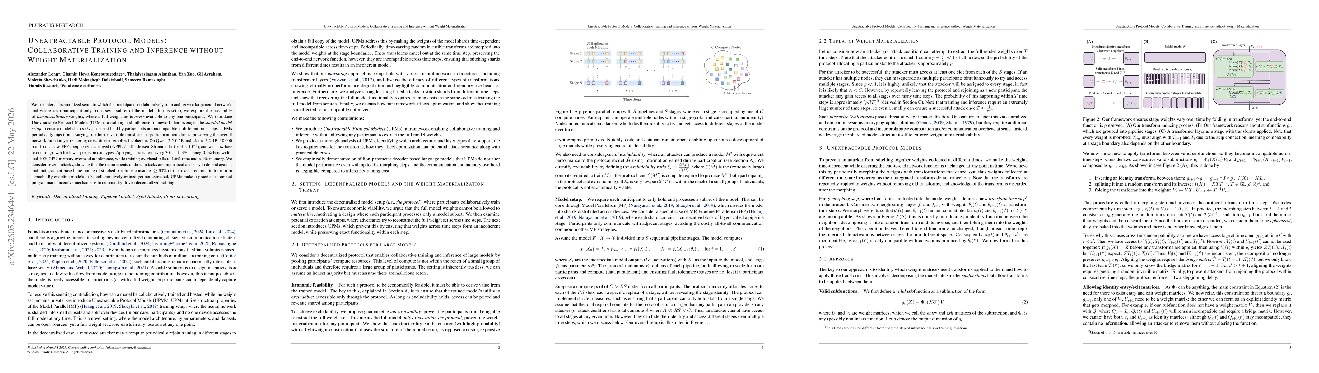 Thumbnail for Unextractable Protocol Models: Collaborative Training and Inference without Weight Materialization