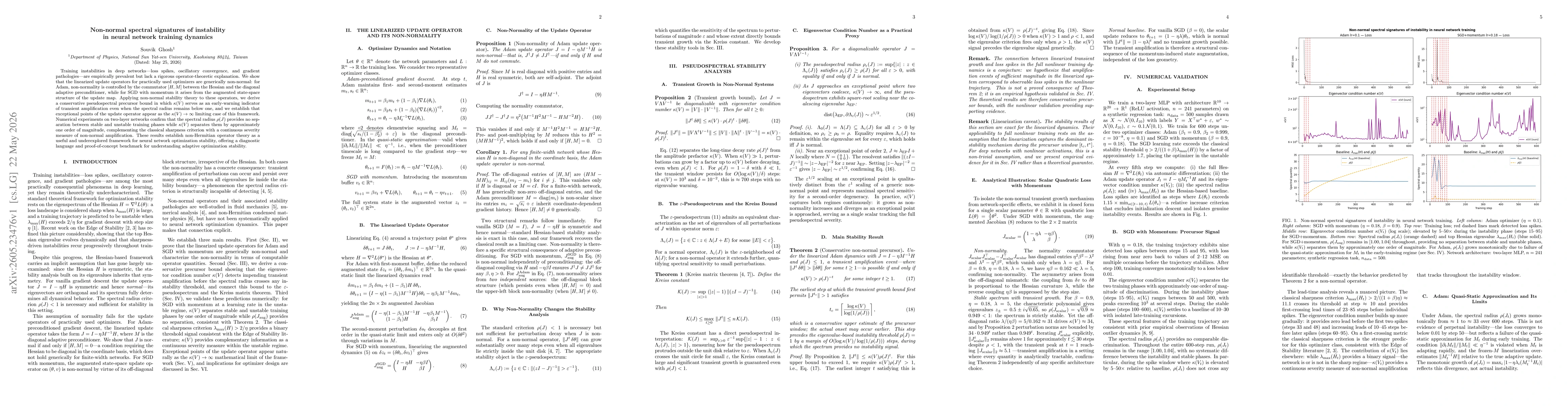 Thumbnail for Non-normal spectral signatures of instability in neural network training dynamics