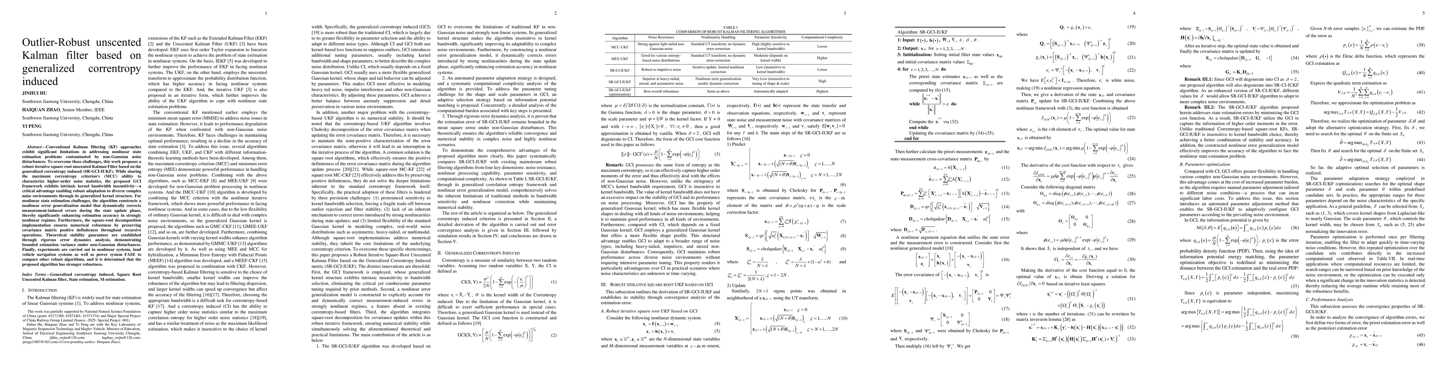 Thumbnail for Outlier-Robust unscented Kalman filter based on generalized correntropy induced