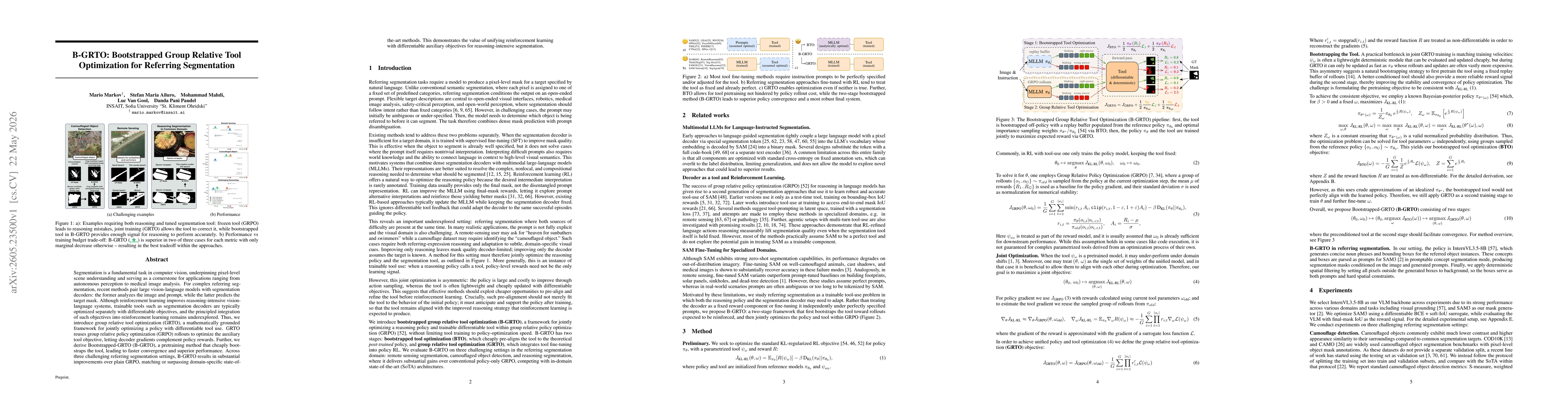 Thumbnail for B-GRTO: Bootstrapped Group Relative Tool Optimization for Referring Segmentation