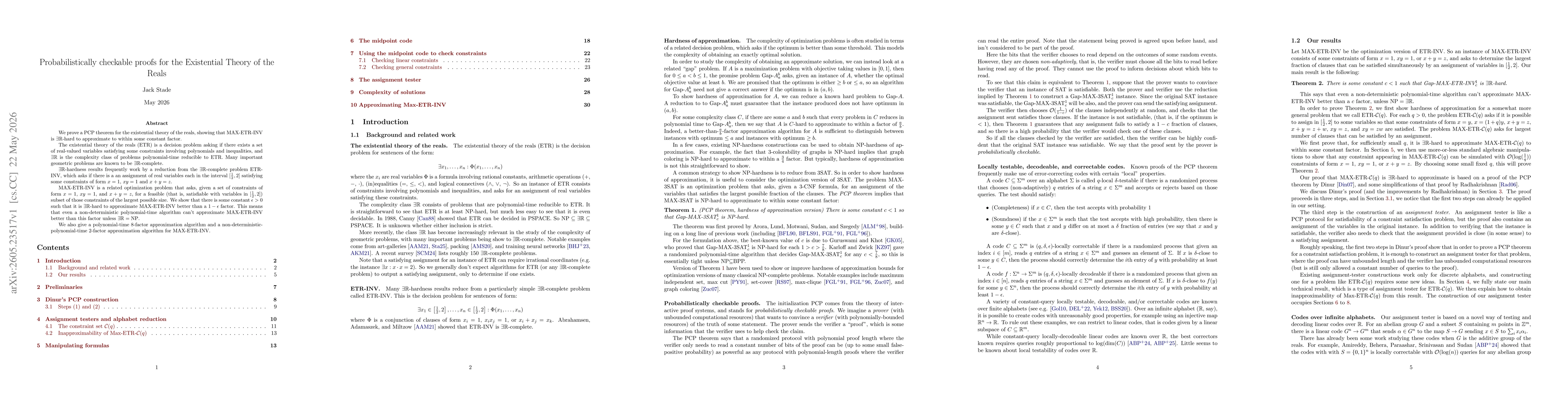 Thumbnail for Probabilistically checkable proofs for the Existential Theory of the Reals