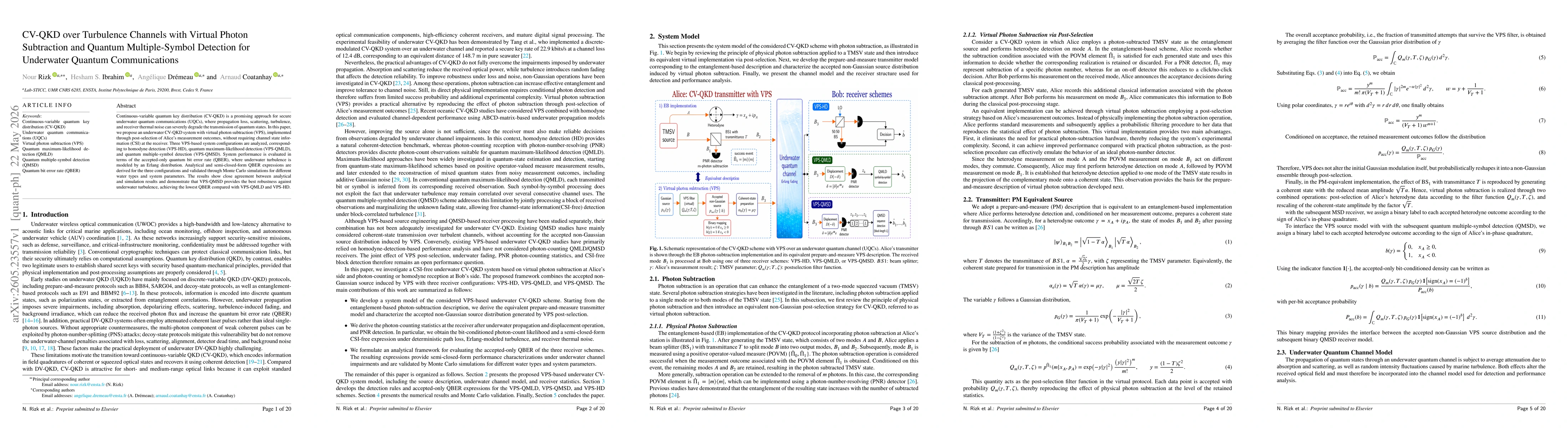 Thumbnail for CV-QKD over Turbulence Channels with Virtual Photon Subtraction and Quantum Multiple-Symbol Detection for Underwater Quantum Communications