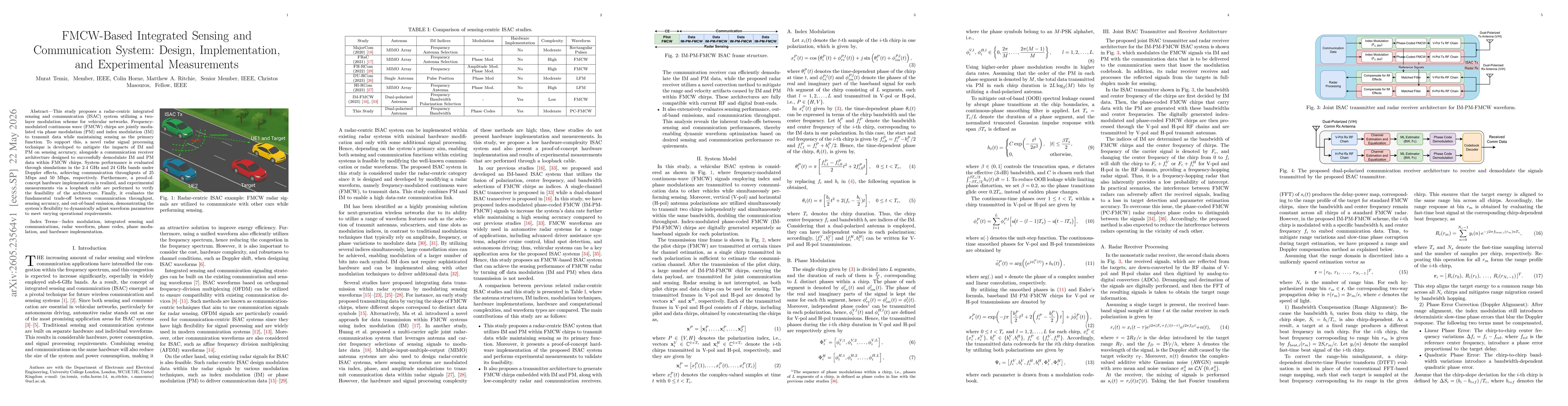 Thumbnail for FMCW-Based Integrated Sensing and Communication System: Design, Implementation, and Experimental Measurements