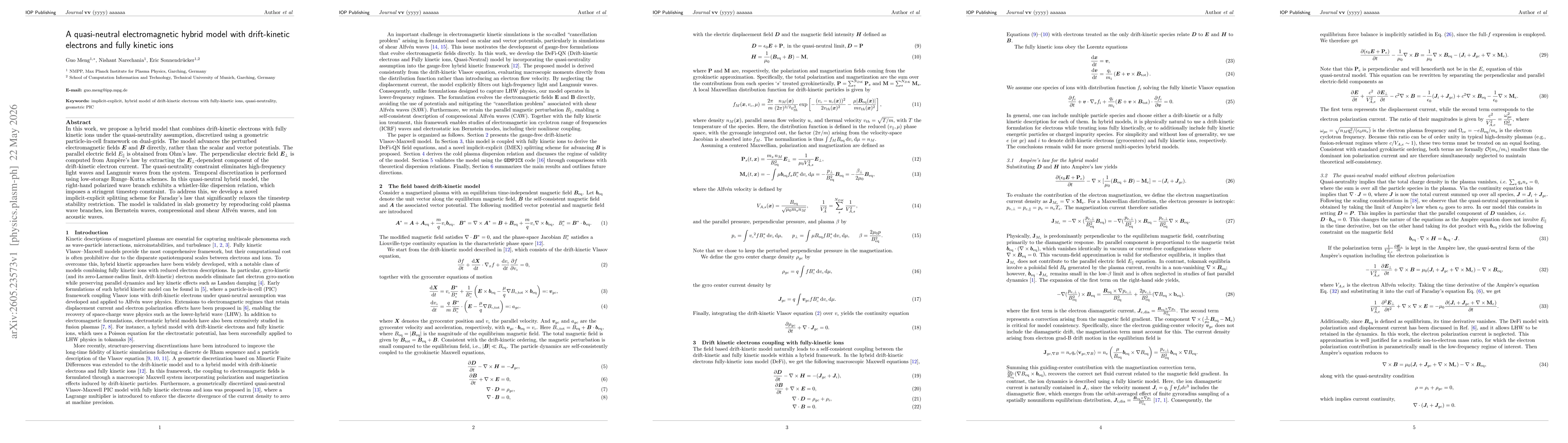 Thumbnail for A quasi-neutral electromagnetic hybrid model with drift-kinetic electrons and fully kinetic ions