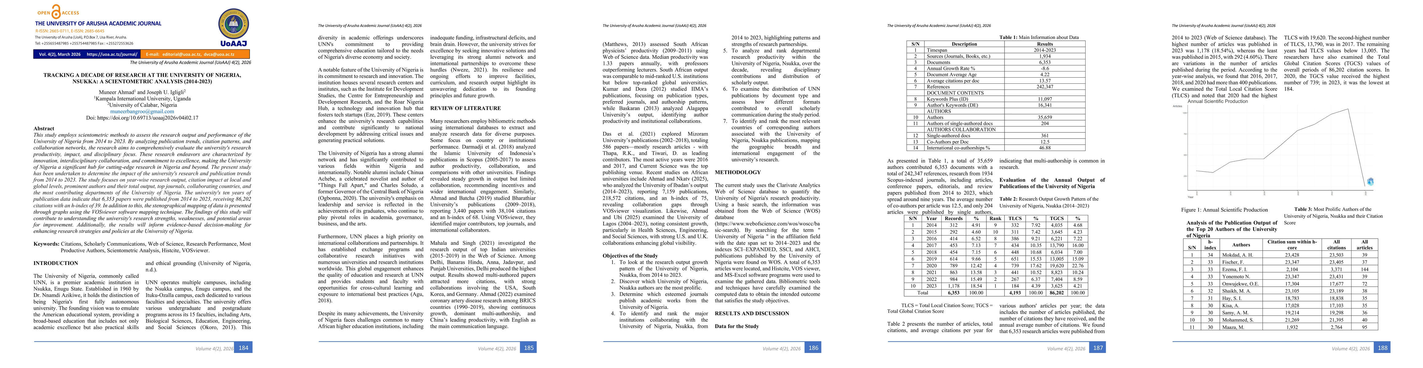 Thumbnail for Tracking a Decade of Research at the University of Nigeria, Nsukka: A Scientometric Analysis (2014-2023)