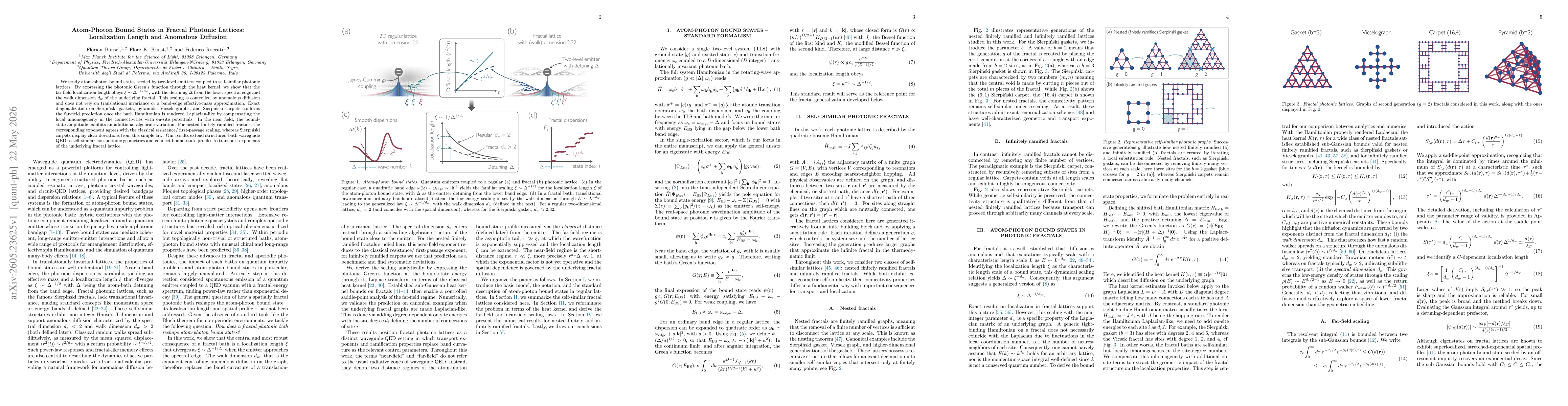 Thumbnail for Atom-Photon Bound States in Fractal Photonic Lattices: Localization Length and Anomalous Diffusion
