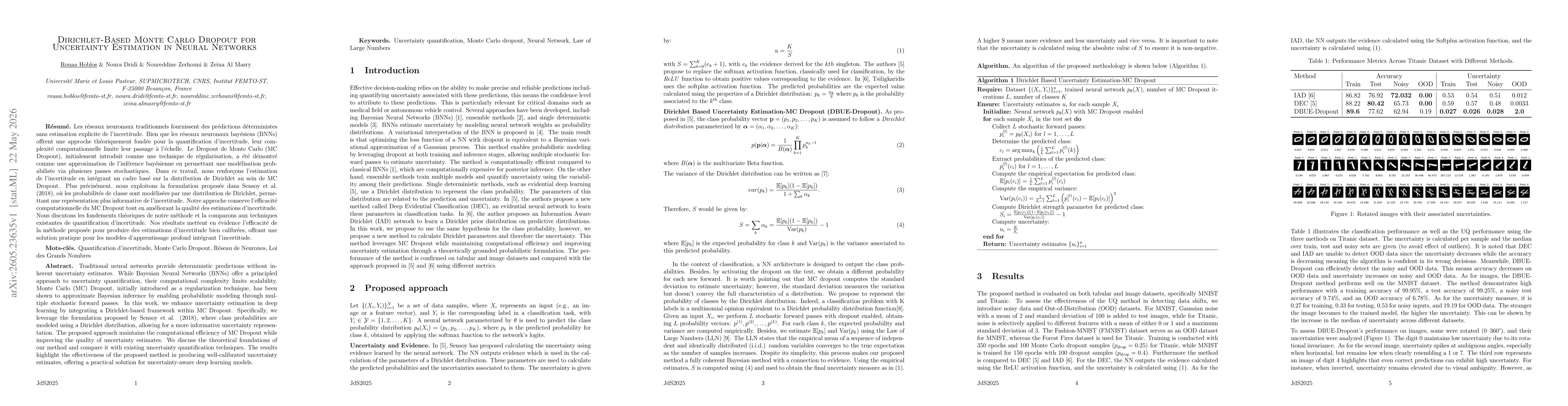 Thumbnail for Dirichlet-Based Monte Carlo Dropout for Uncertainty Estimation in Neural Networks