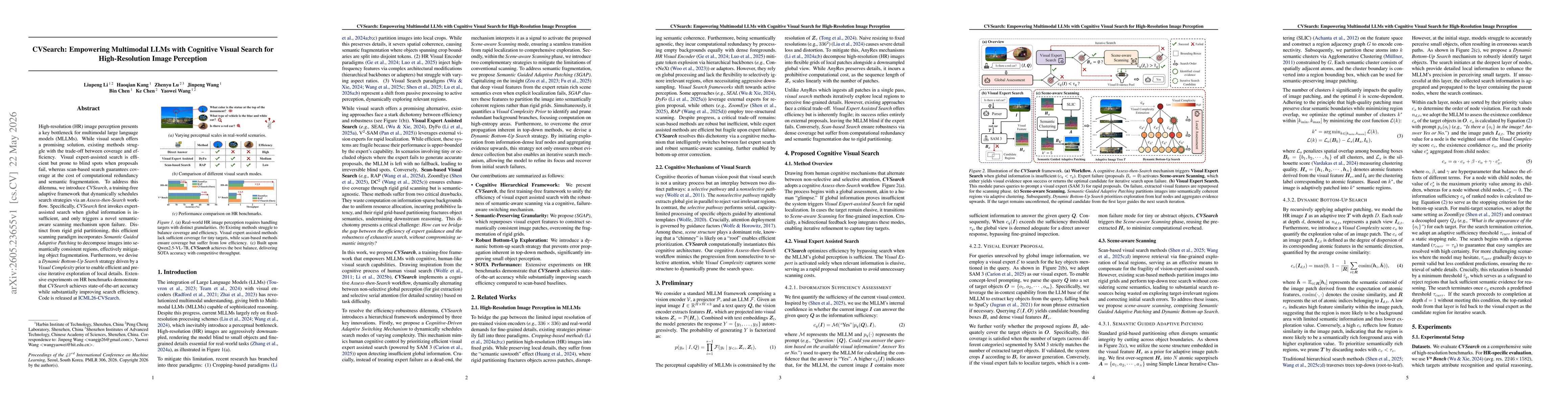 Thumbnail for CVSearch: Empowering Multimodal LLMs with Cognitive Visual Search for High-Resolution Image Perception