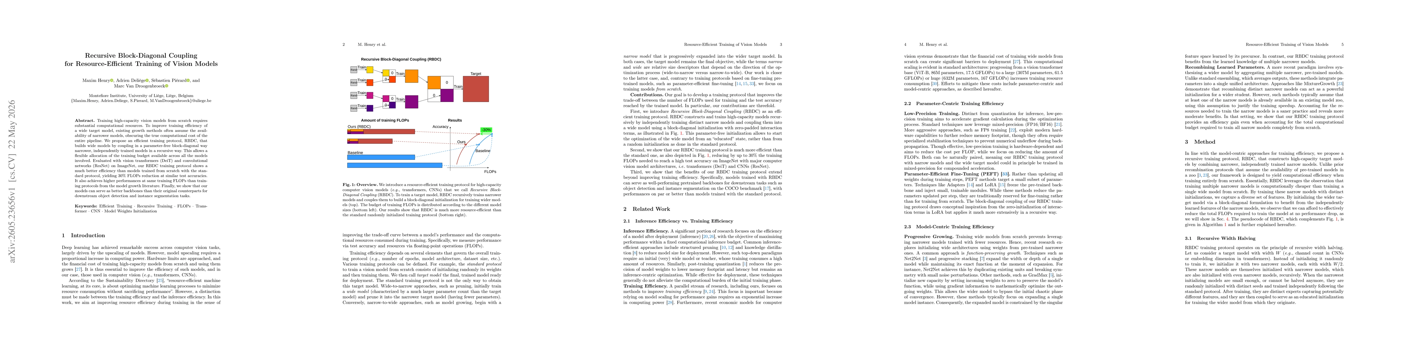 Thumbnail for Recursive Block-Diagonal Coupling for Resource-Efficient Training of Vision Models
