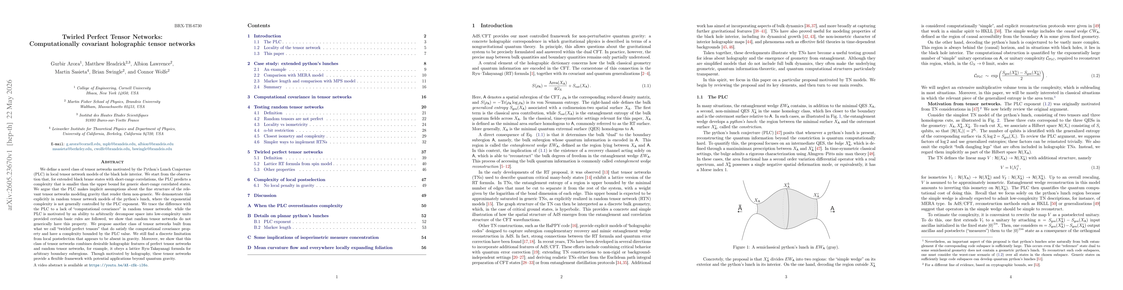 Thumbnail for Twirled Perfect Tensor Networks: Computationally covariant holographic tensor networks