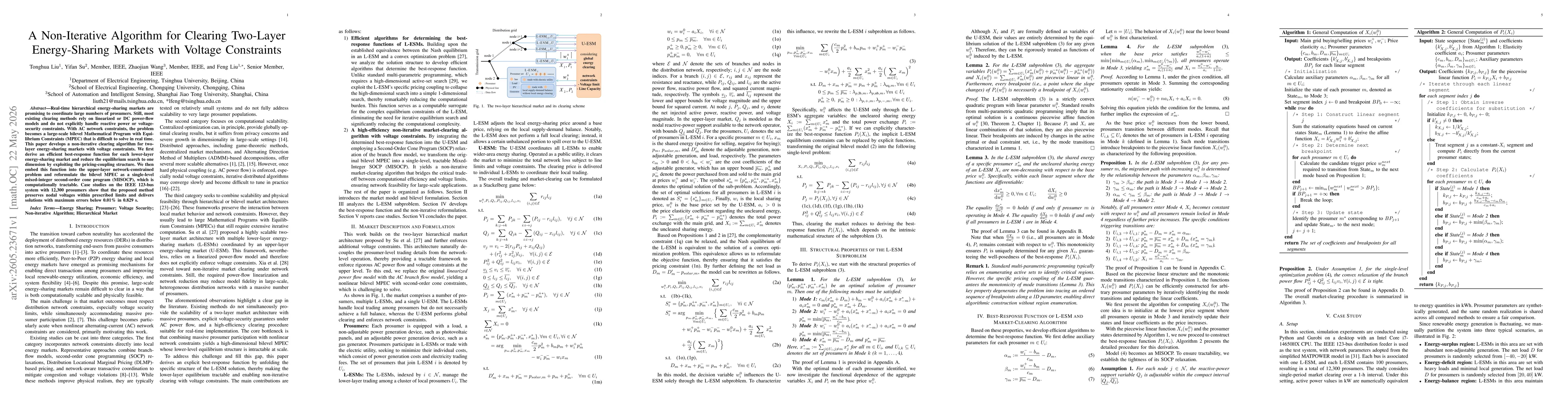 Thumbnail for A Non-Iterative Algorithm for Clearing Two-Layer Energy-Sharing Markets with Voltage Constraints