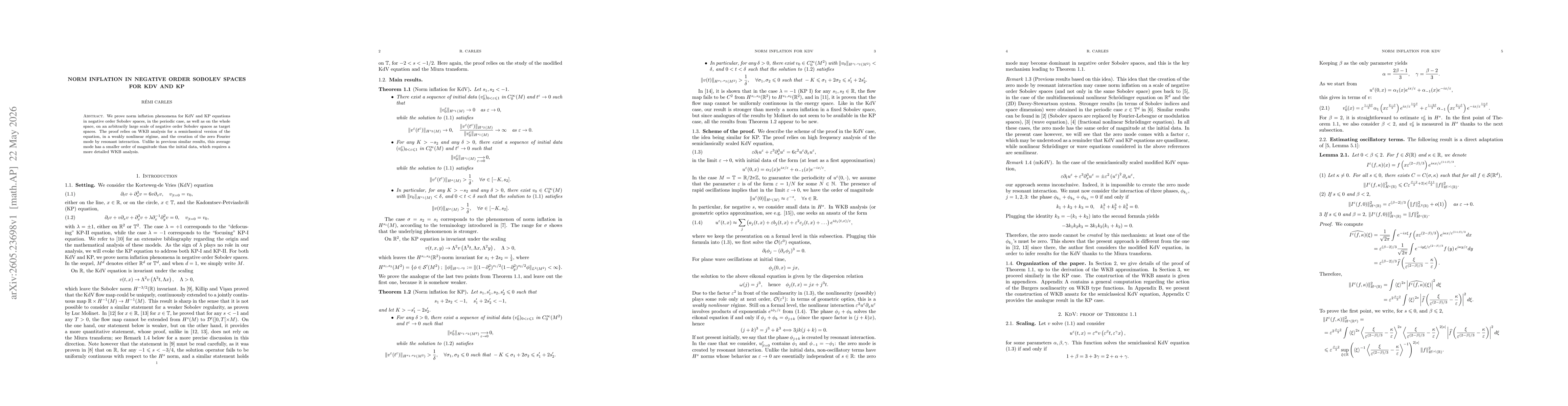 Thumbnail for Norm inflation in negative order Sobolev spaces for KdV and KP