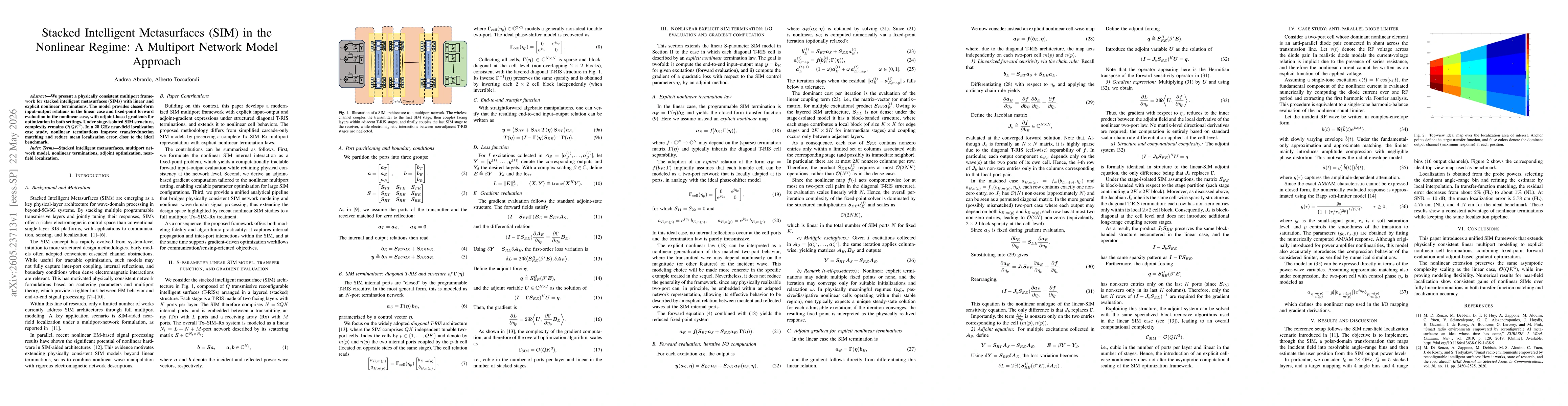 Thumbnail for Stacked Intelligent Metasurfaces (SIM) in the Nonlinear Regime: A Multiport Network Model Approach