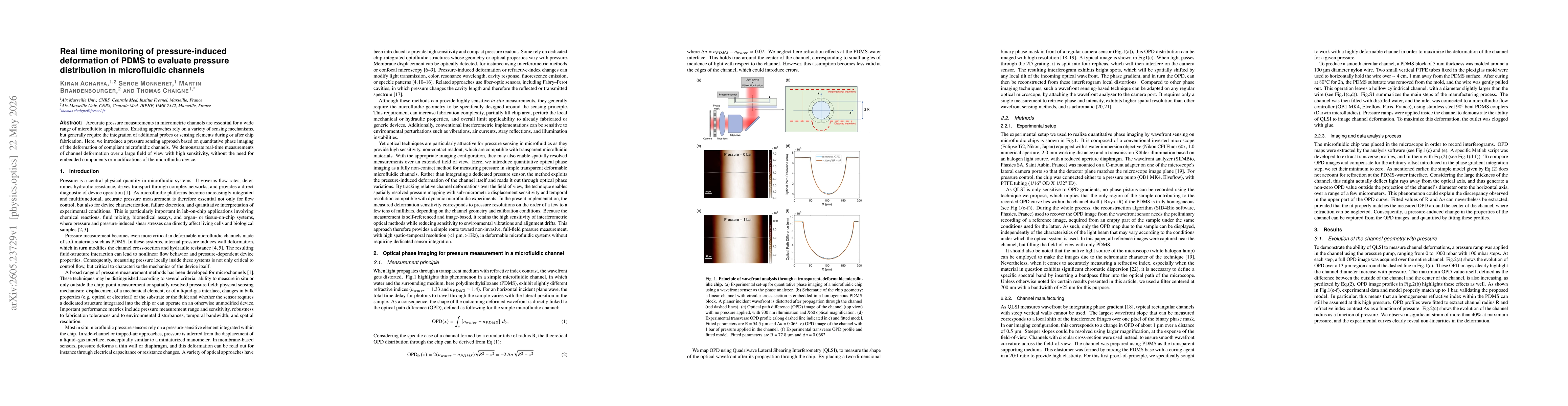 Thumbnail for Real time monitoring of pressure-induced deformation of PDMS to evaluate pressure distribution in microfluidic channels