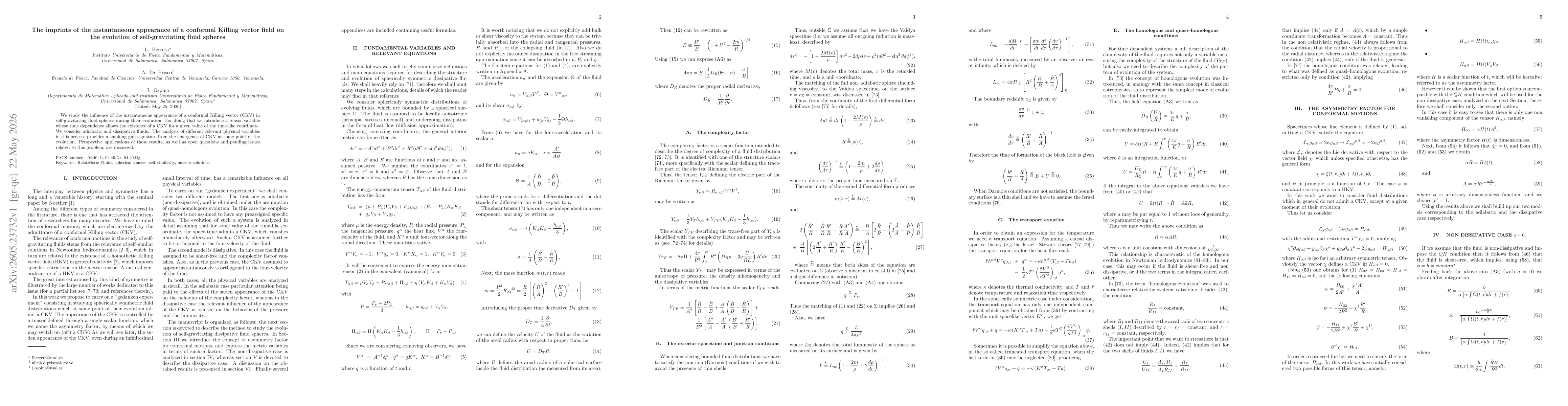 Thumbnail for The imprints of the instantaneous appearance of a conformal Killing vector field on the evolution of self-gravitating fluid spheres