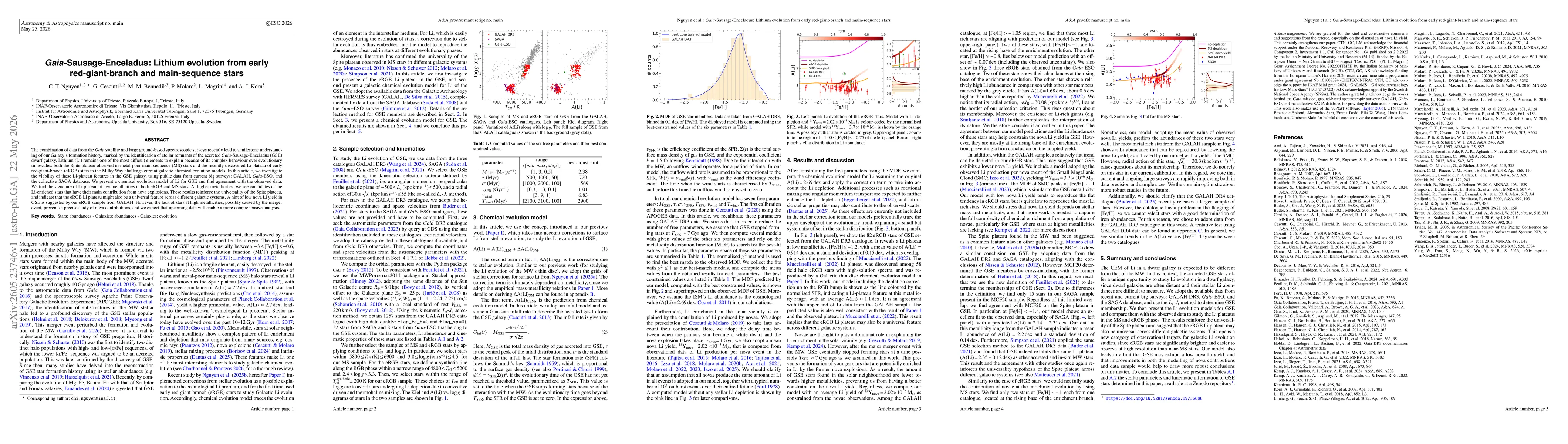 Thumbnail for Gaia-Sausage-Enceladus: Lithium evolution from early red-giant-branch and main-sequence stars