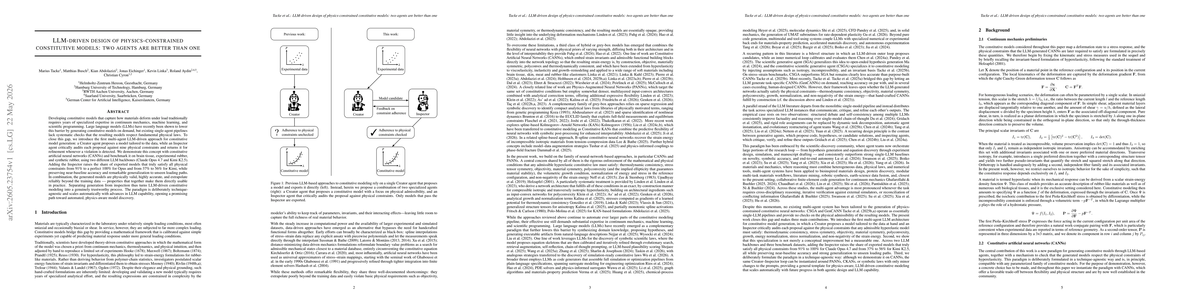 Thumbnail for LLM-driven design of physics-constrained constitutive models: two agents are better than one