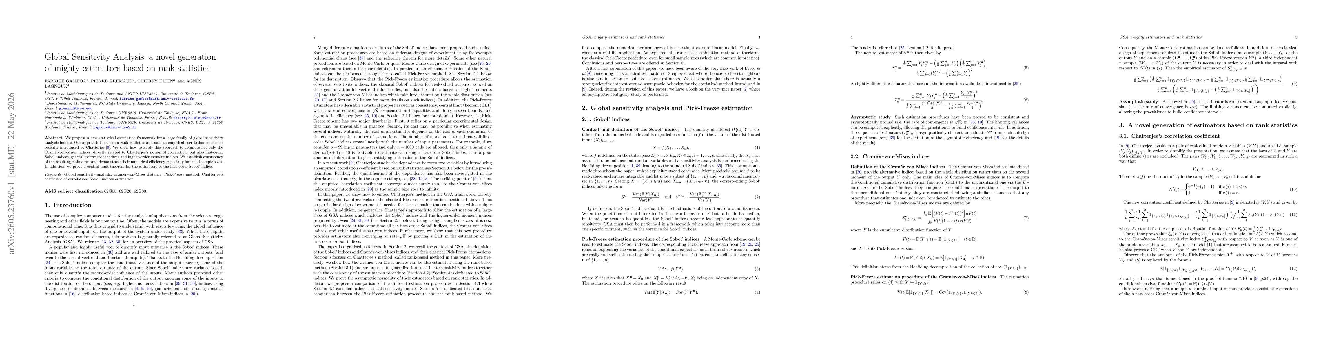 Thumbnail for Global Sensitivity Analysis: a novel generation of mighty estimators based on rank statistics