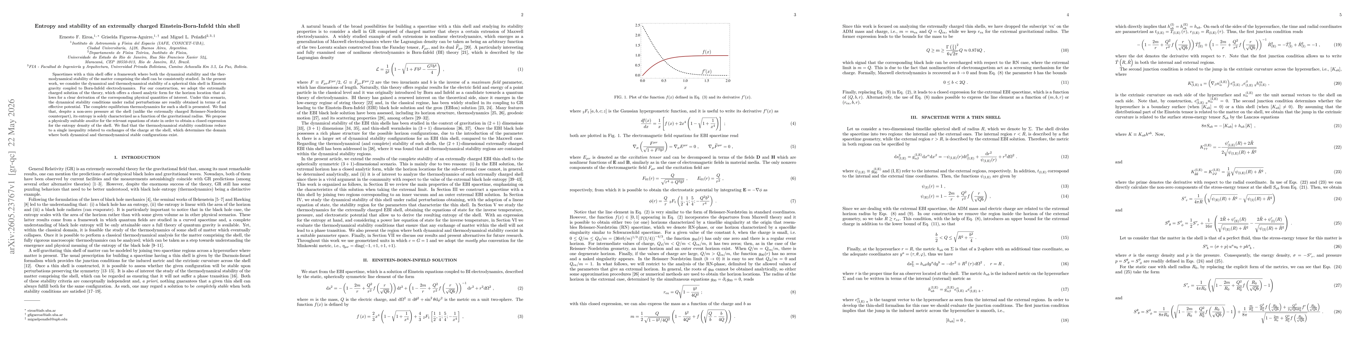 Thumbnail for Entropy and stability of an extremally charged Einstein-Born-Infeld thin shell