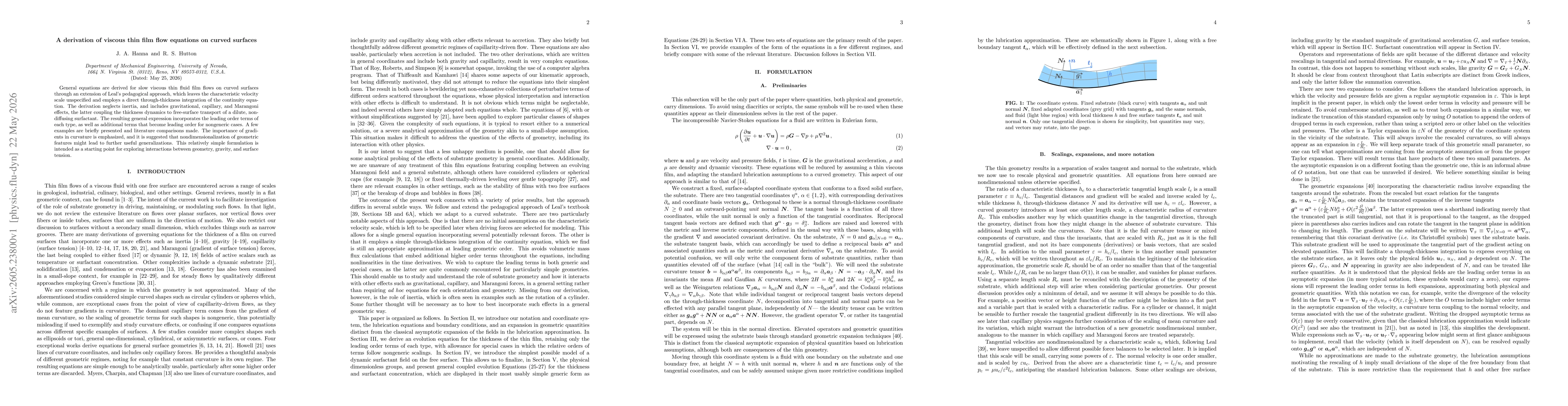 Thumbnail for A derivation of viscous thin film flow equations on curved surfaces