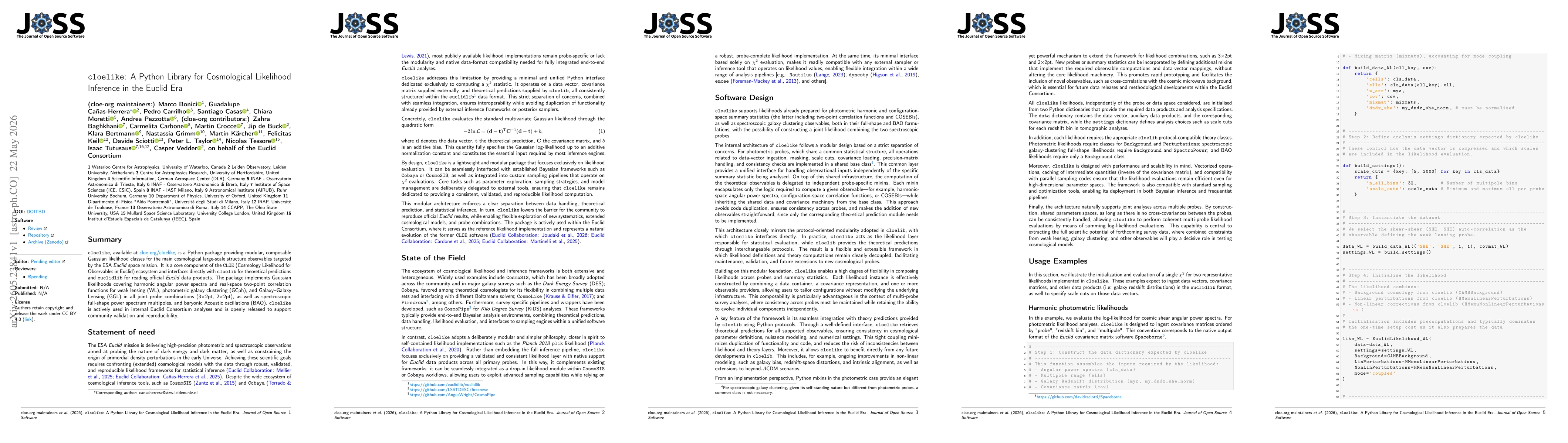 Thumbnail for cloelike: A Python Library for Cosmological Likelihood Inference in the Euclid Era