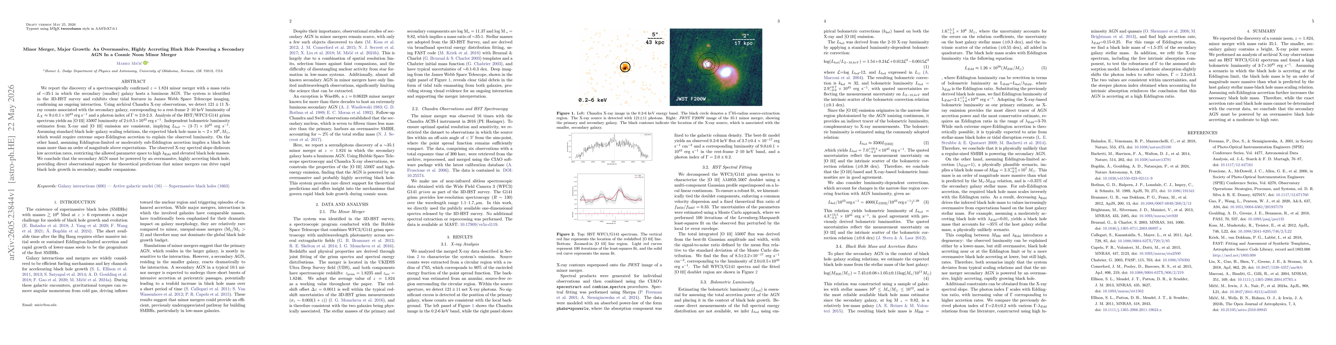 Thumbnail for Minor Merger, Major Growth: An Overmassive, Highly Accreting Black Hole Powering a Secondary AGN In a Cosmic Noon Minor Merger