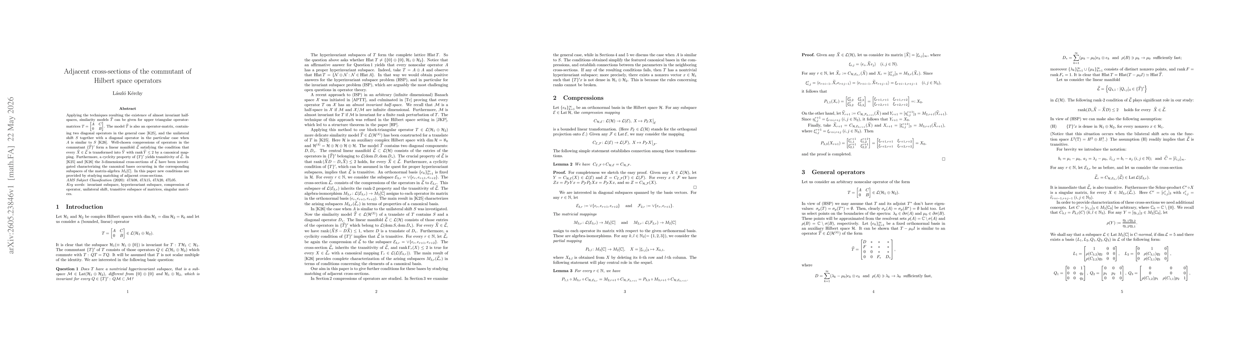 Thumbnail for Adjacent cross-sections of the commutant of Hilbert space operators