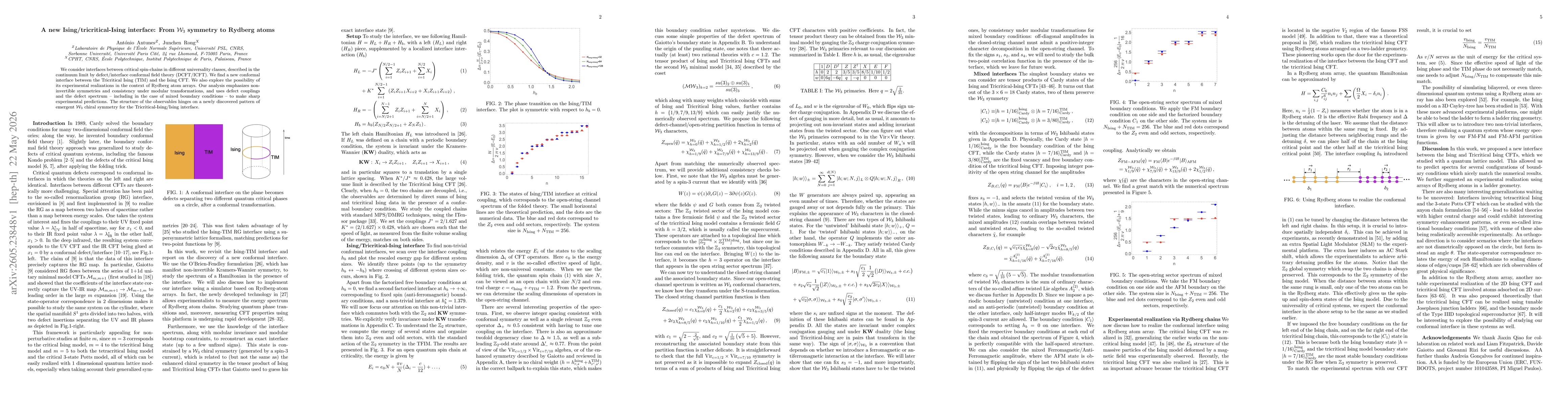 Thumbnail for A new Ising/tricritical-Ising interface: From ${W}_3$ symmetry to Rydberg atoms