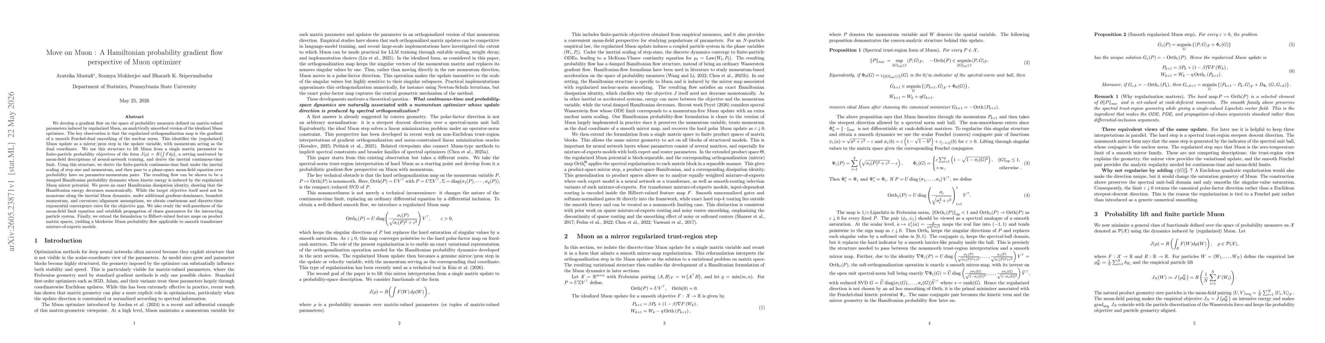 Thumbnail for Move on Muon : A Hamiltonian probability gradient flow perspective of Muon optimizer