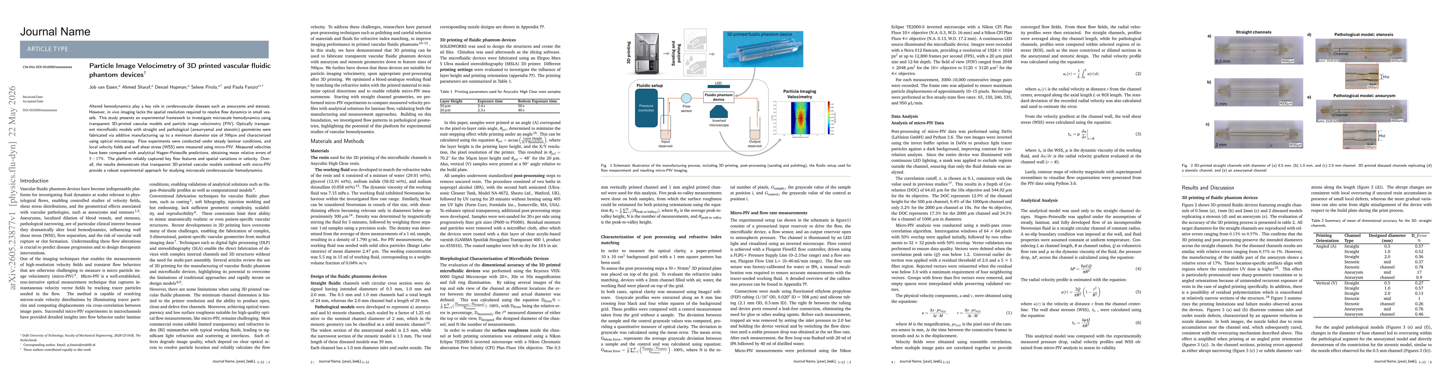 Thumbnail for Particle Image Velocimetry of 3D printed vascular fluidic phantom devices