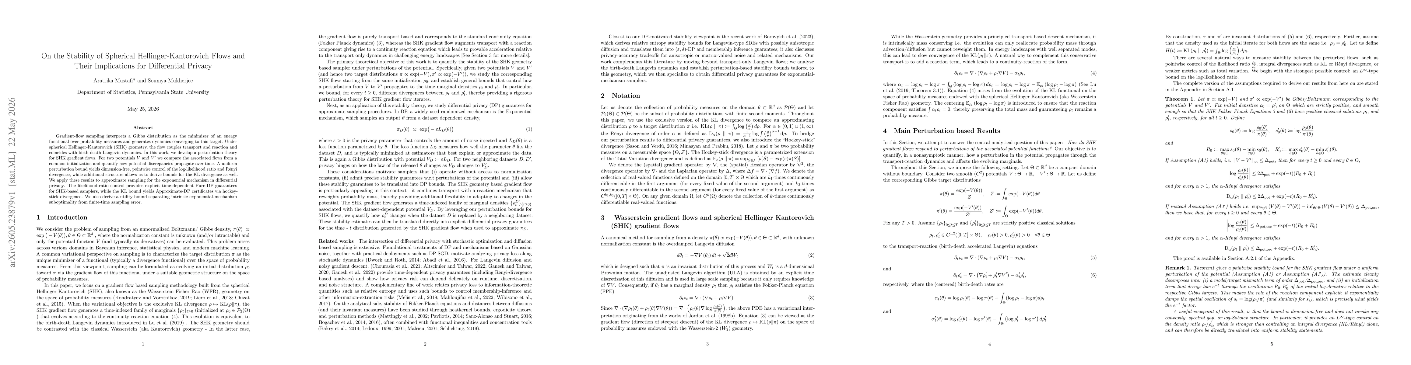 Thumbnail for On the Stability of Spherical Hellinger-Kantorovich Flows and Their Implications for Differential Privacy