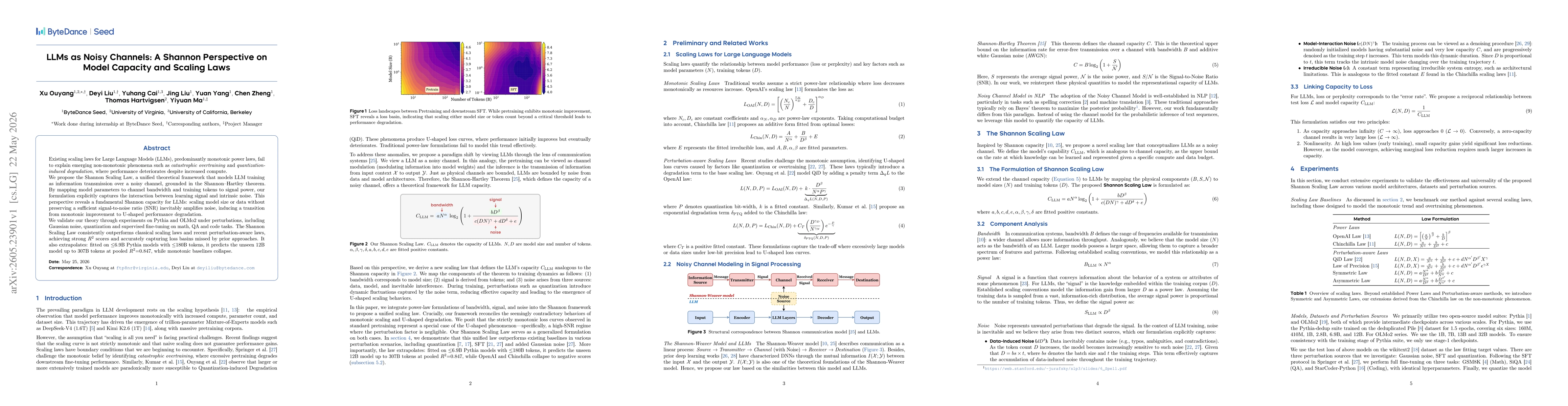 Thumbnail for LLMs as Noisy Channels: A Shannon Perspective on Model Capacity and Scaling Laws