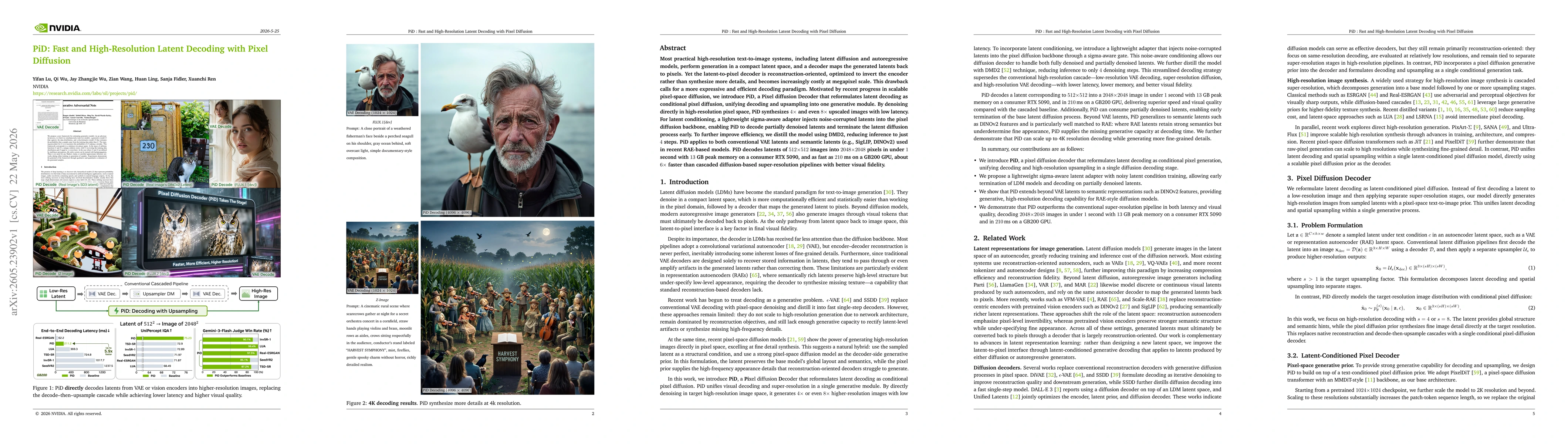 Thumbnail for PiD: Fast and High-Resolution Latent Decoding with Pixel Diffusion