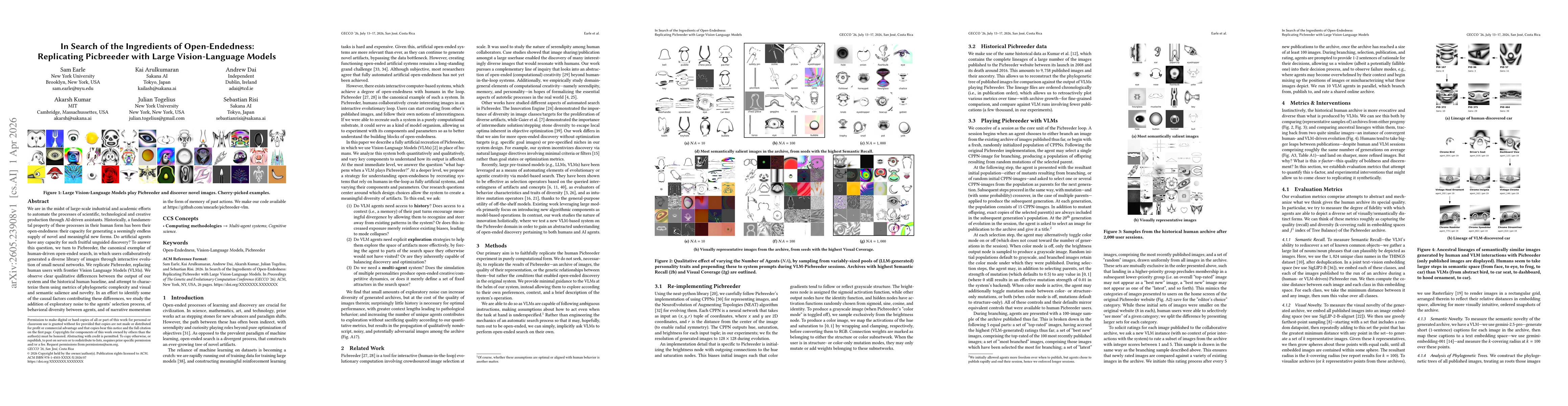 Thumbnail for In Search of the Ingredients of Open-Endedness: Replicating Picbreeder with Large Vision-Language Models