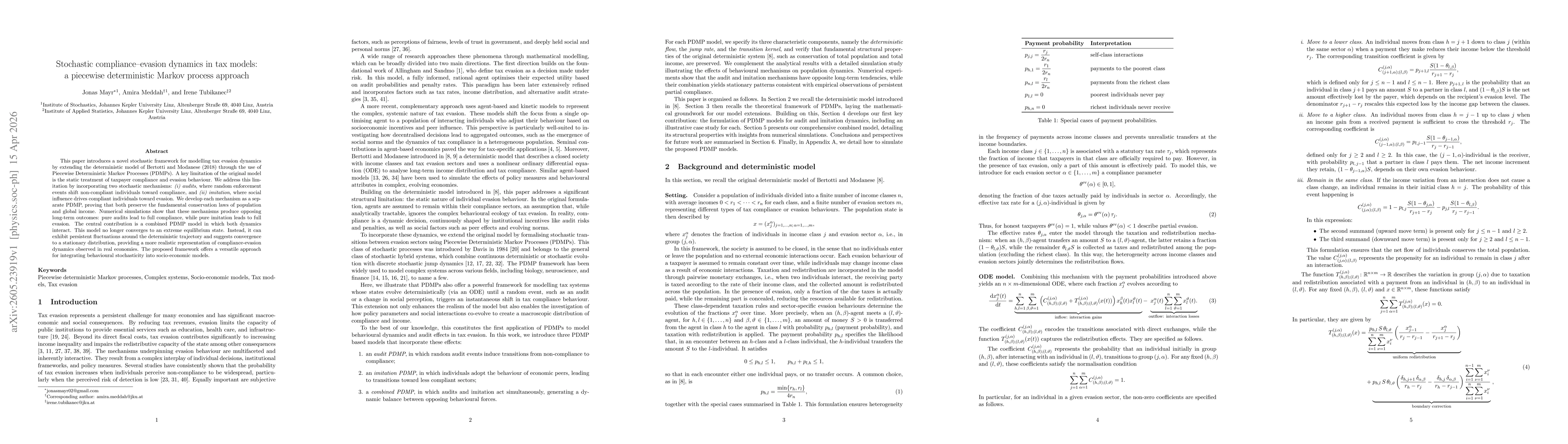 Thumbnail for Stochastic compliance/evasion dynamics in tax models: a piecewise deterministic Markov process approach