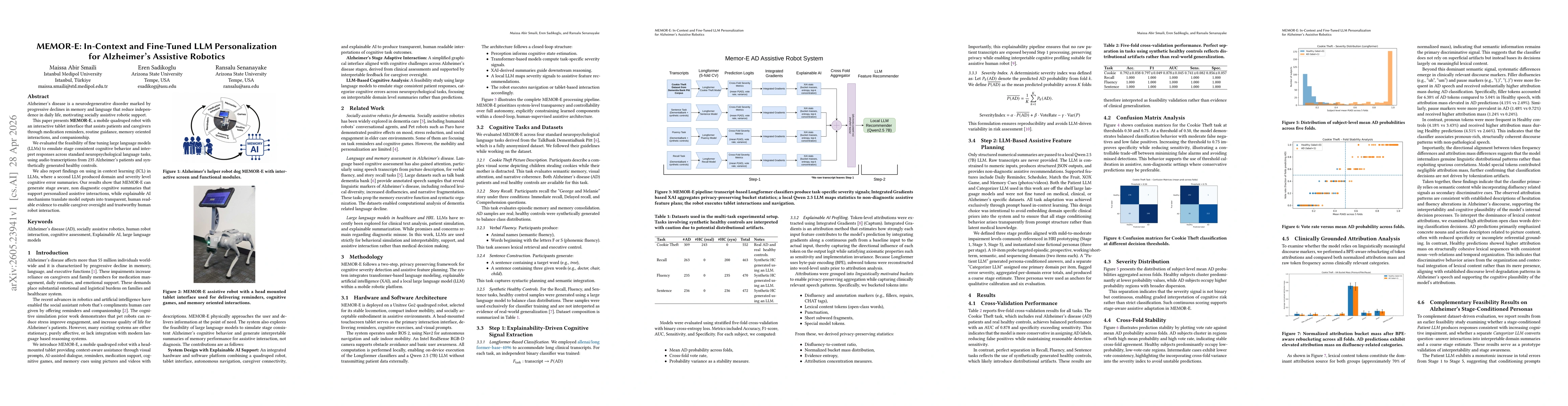 Thumbnail for MEMOR-E: In-Context and Fine-Tuned LLM Personalization for Alzheimer's Assistive Robotics
