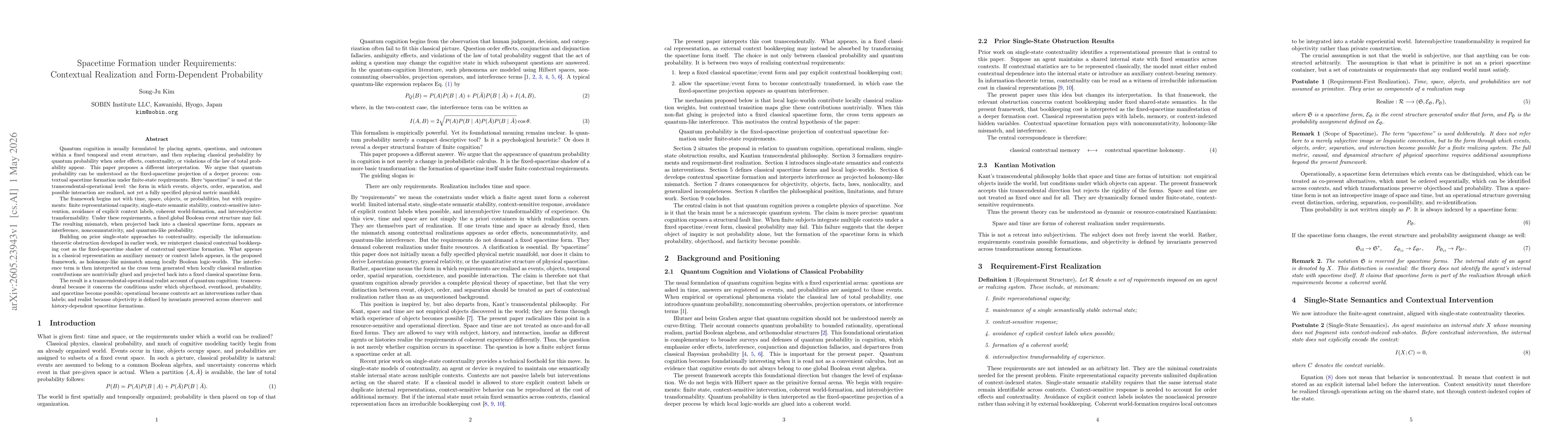 Thumbnail for Spacetime Formation under Requirements: Contextual Realization and Form-Dependent Probability