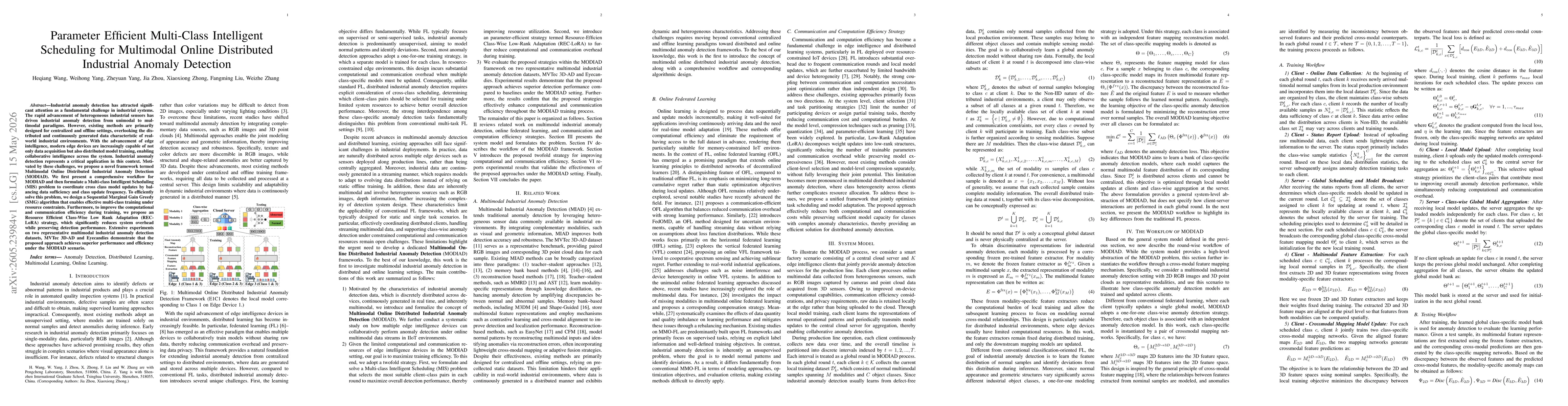Thumbnail for Parameter Efficient Multi-Class Intelligent Scheduling for Multimodal Online Distributed Industrial Anomaly Detection