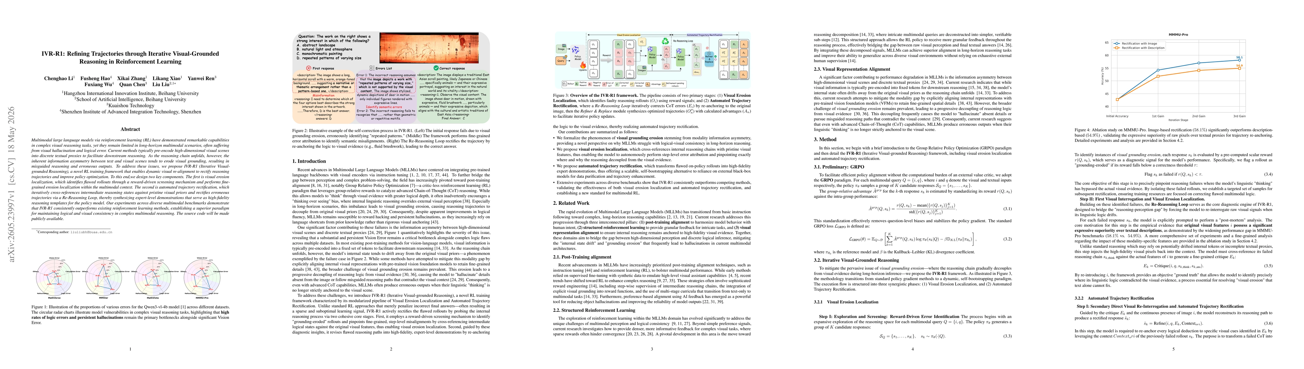 Thumbnail for IVR-R1: Refining Trajectories through Iterative Visual-Grounded Reasoning in Reinforcement Learning