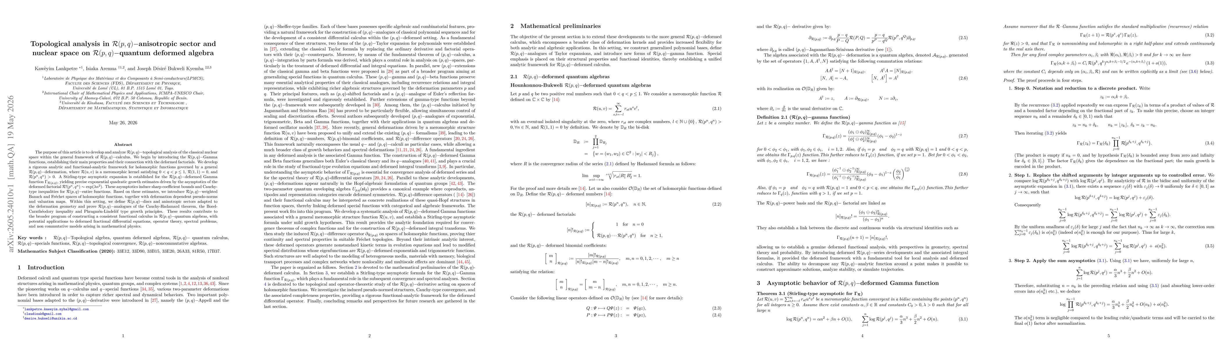 Thumbnail for Topological analysis in $\mathcal{R}(p,q)-$anisotropic sector and nuclear space on $\mathcal{R}(p,q)-$quantum deformed algebra