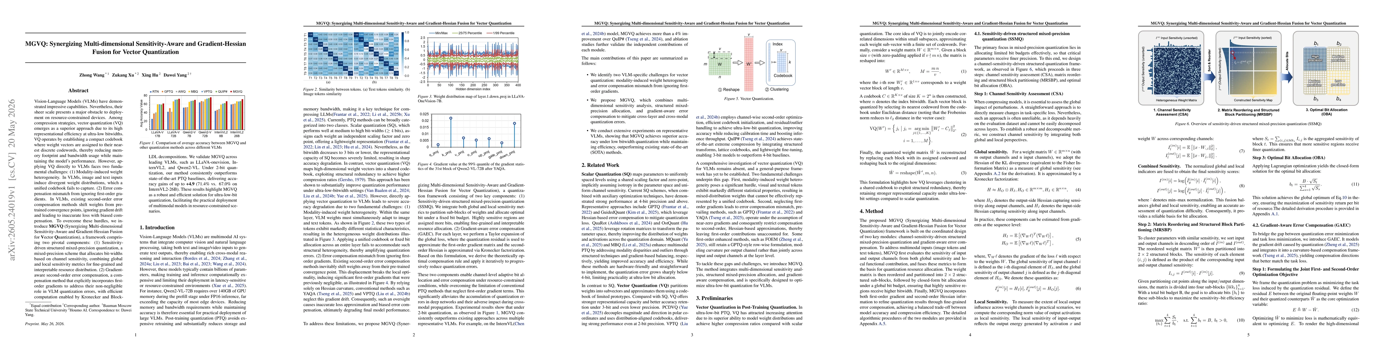 Thumbnail for MGVQ: Synergizing Multi-dimensional Sensitivity-Aware and Gradient-Hessian Fusion for Vector Quantization