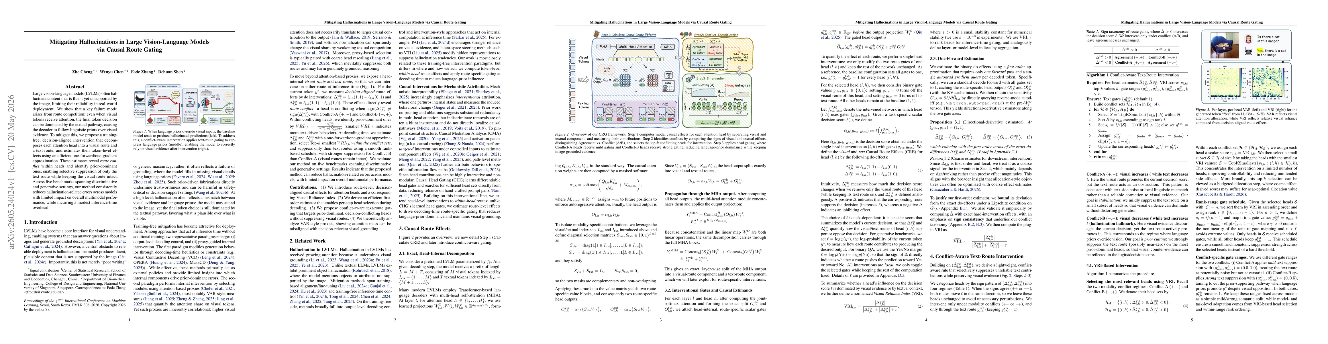 Thumbnail for Mitigating Hallucinations in Large Vision-Language Models via Causal Route Gating
