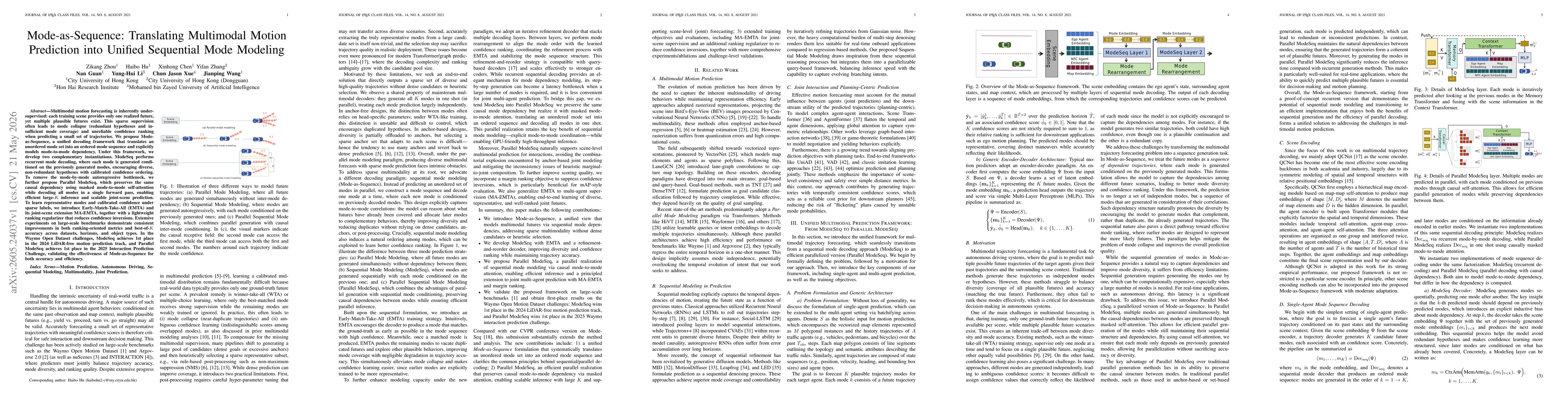 Thumbnail for Mode-as-Sequence: Translating Multimodal Motion Prediction into Unified Sequential Mode Modeling