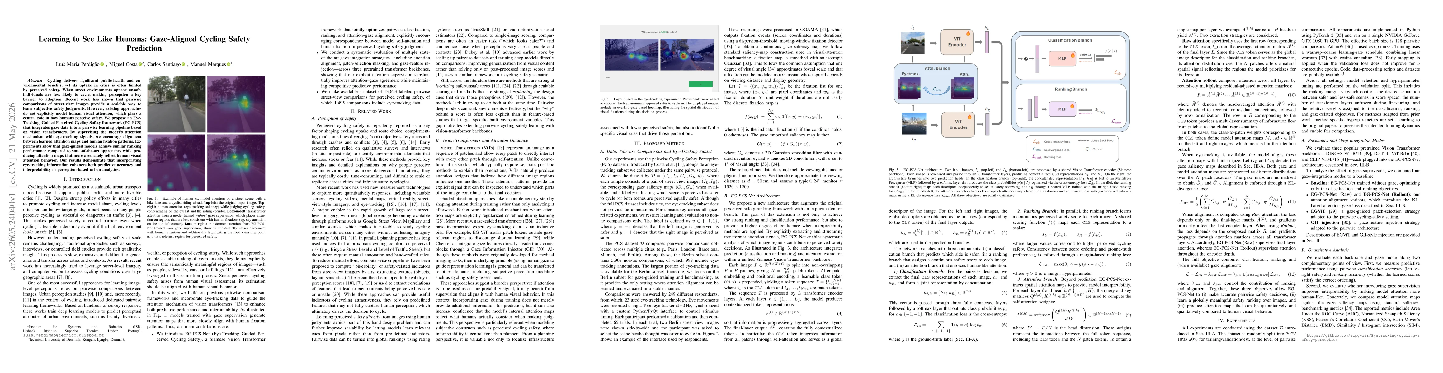 Thumbnail for Learning to See Like Humans: Gaze-Aligned Cycling Safety Prediction