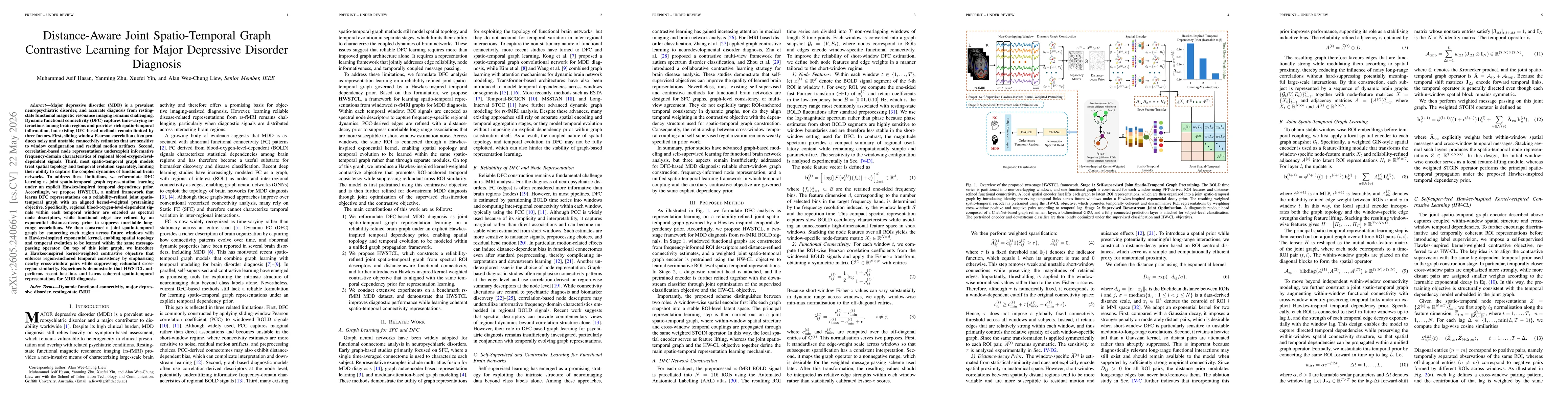 Thumbnail for Distance-Aware Joint Spatio-Temporal Graph Contrastive Learning for Major Depressive Disorder Diagnosis