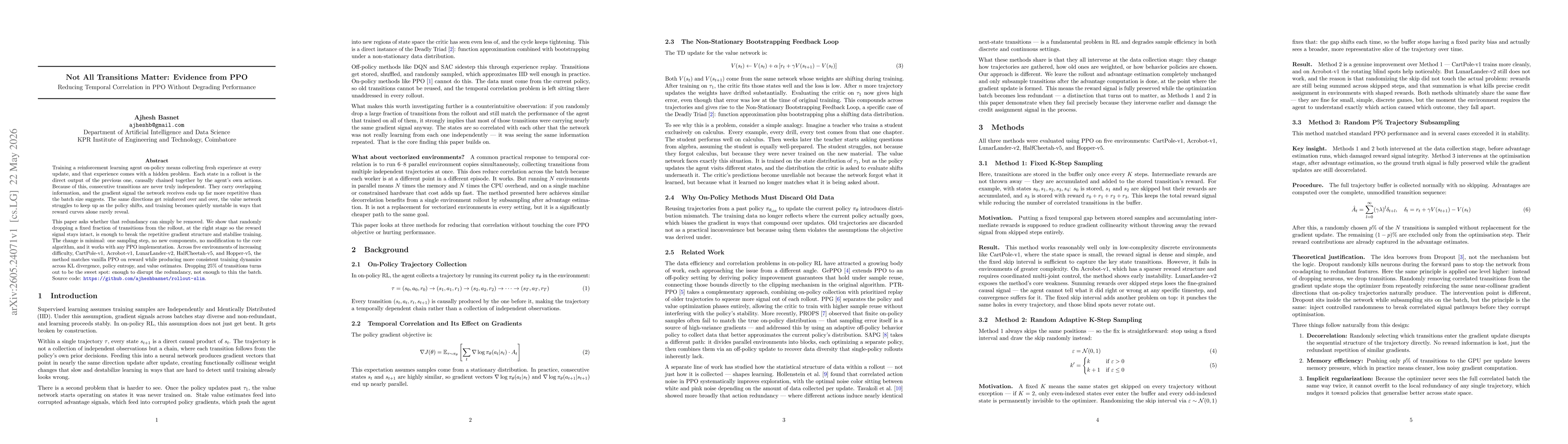 Thumbnail for Not All Transitions Matter: Evidence from PPO